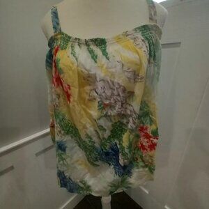 Chaps Women Floral Tropical Top Shirt Size Medium Spring